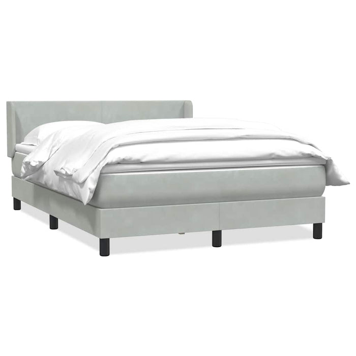 Pat box spring cu saltea, gri deschis, 160x220 cm, catifea - WALTI WALTI