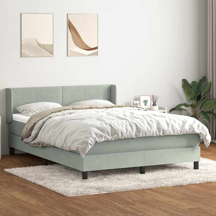 Pat box spring cu saltea, gri deschis, 160x220 cm, catifea - WALTI WALTI