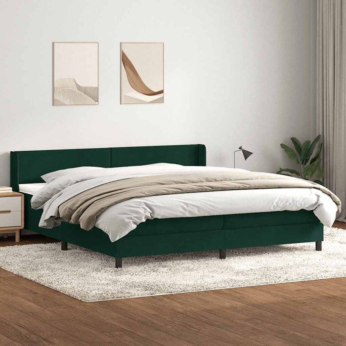 Pat box spring cu saltea, verde închis, 180x220 cm, catifea - WALTI WALTI