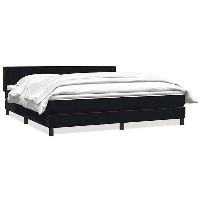 Pat box spring cu saltea, negru, 200x220 cm, catifea WALTI