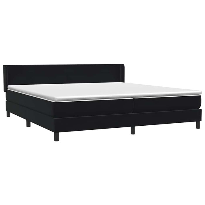 Pat box spring cu saltea, negru, 200x220 cm, catifea WALTI