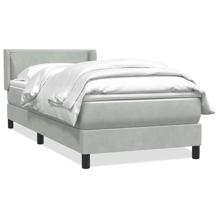 Pat box spring cu saltea, gri deschis, 80x210 cm, catifea - WALTI WALTI