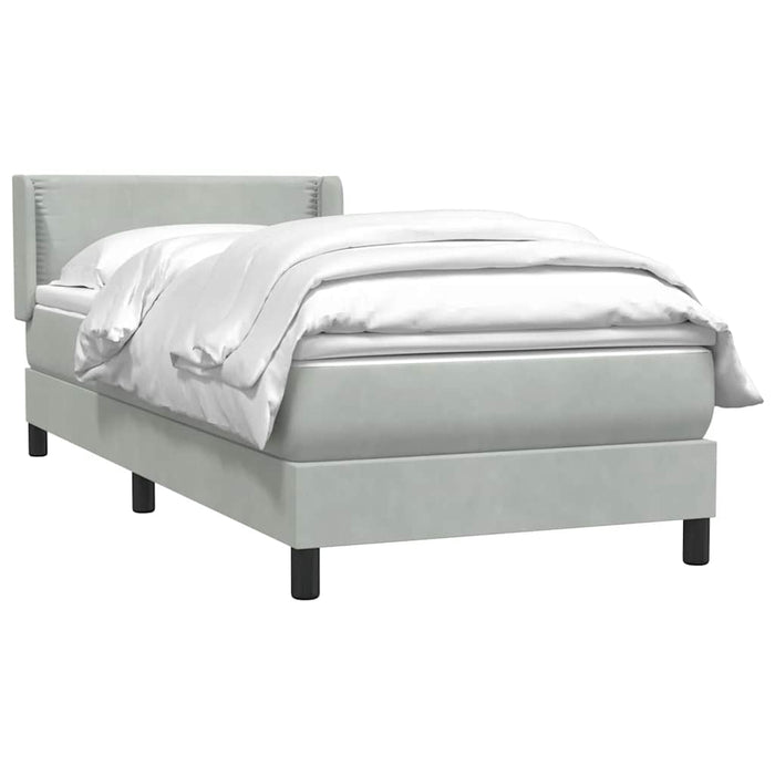 Pat box spring cu saltea, gri deschis, 80x210 cm, catifea - WALTI WALTI