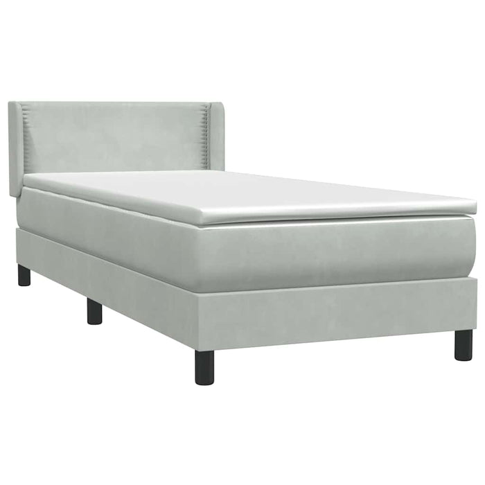 Pat box spring cu saltea, gri deschis, 80x210 cm, catifea - WALTI WALTI