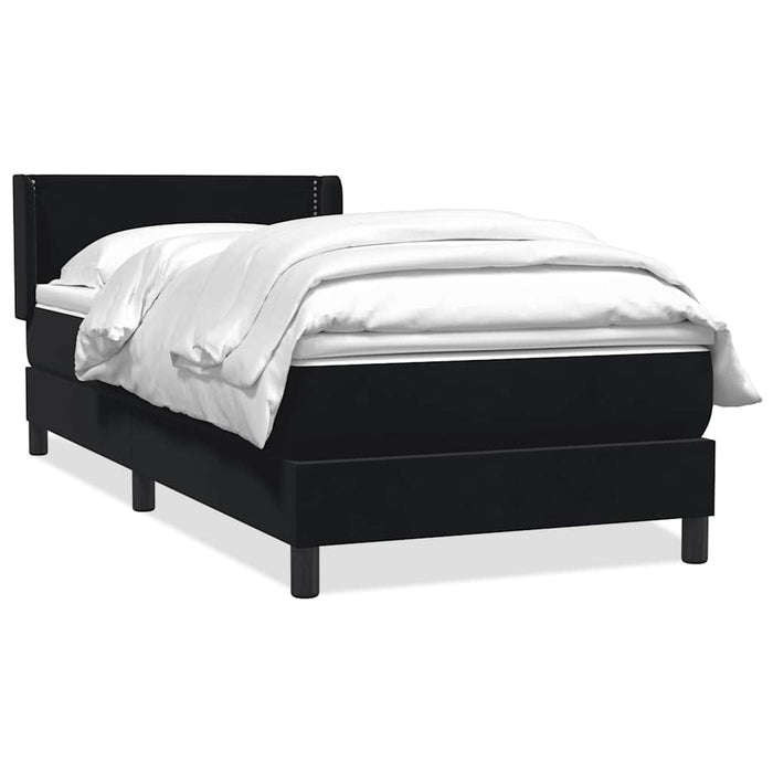 Pat box spring cu saltea, negru, 80x210 cm, catifea WALTI