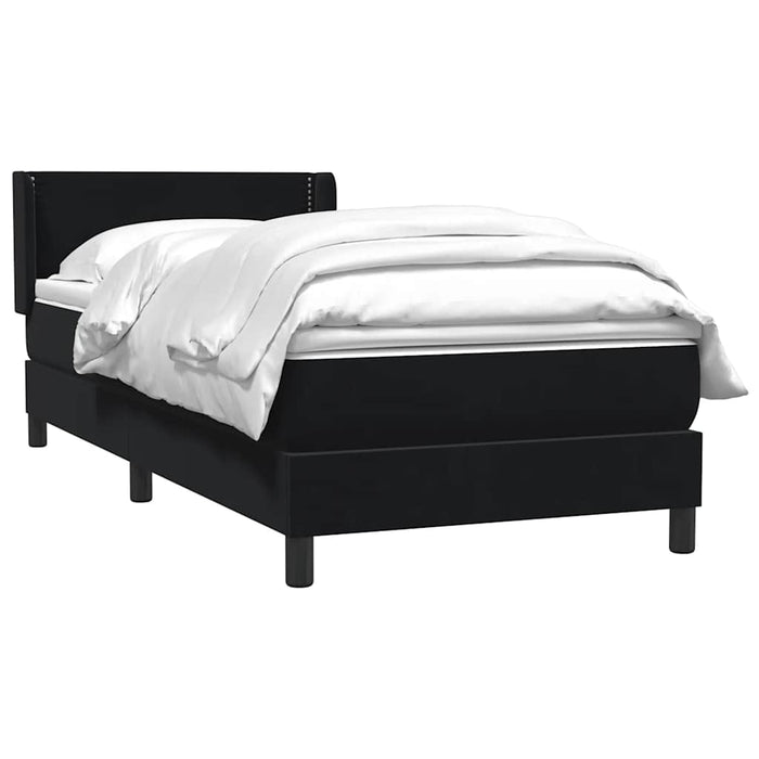 Pat box spring cu saltea, negru, 80x210 cm, catifea WALTI