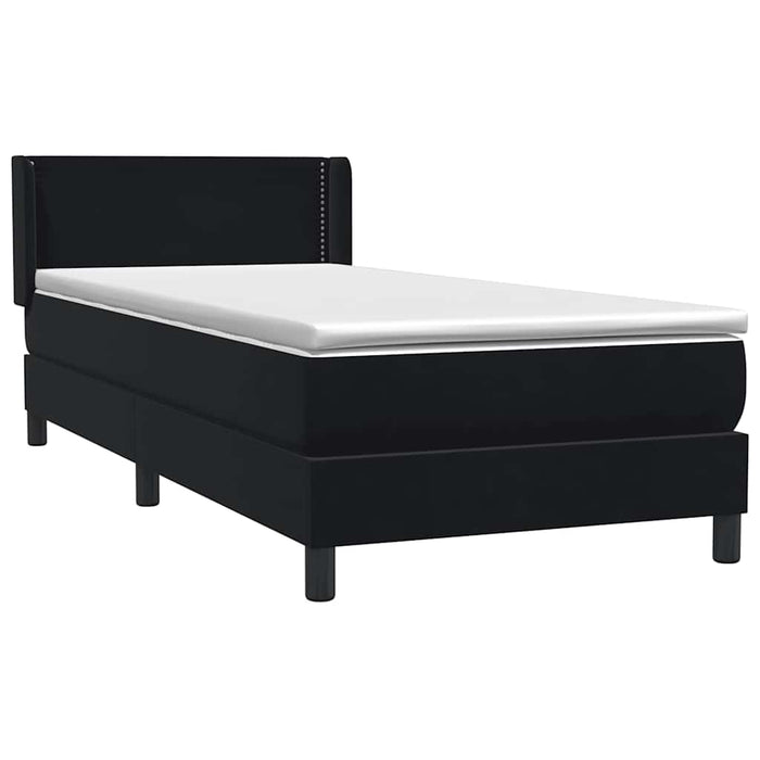 Pat box spring cu saltea, negru, 80x210 cm, catifea WALTI