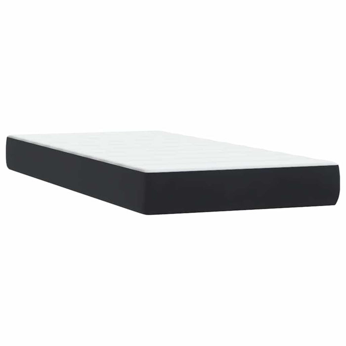 Pat box spring cu saltea, negru, 90x210 cm, catifea WALTI