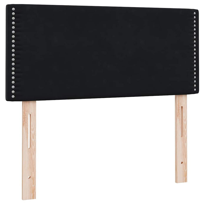 Pat box spring cu saltea, negru, 90x210 cm, catifea WALTI