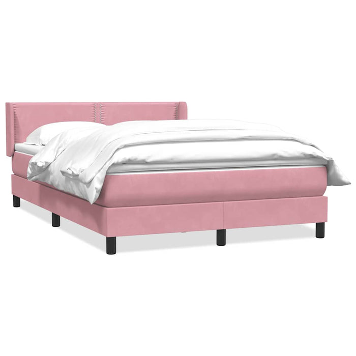 Pat box spring cu saltea, roz, 160x210 cm, catifea WALTI