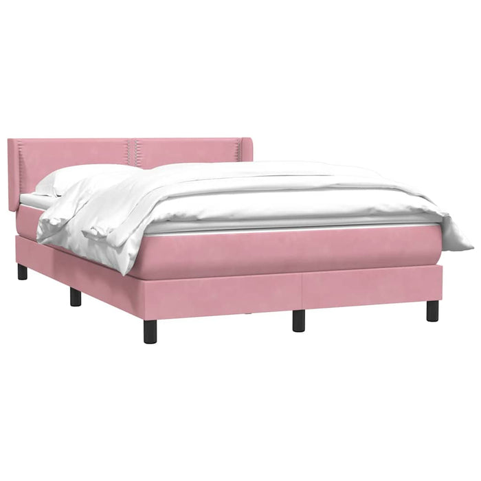 Pat box spring cu saltea, roz, 160x210 cm, catifea WALTI