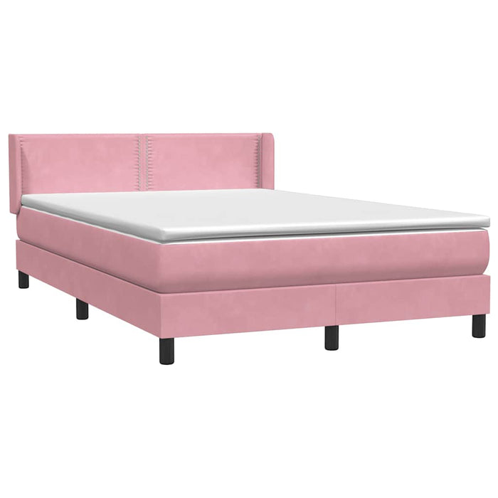 Pat box spring cu saltea, roz, 160x210 cm, catifea WALTI