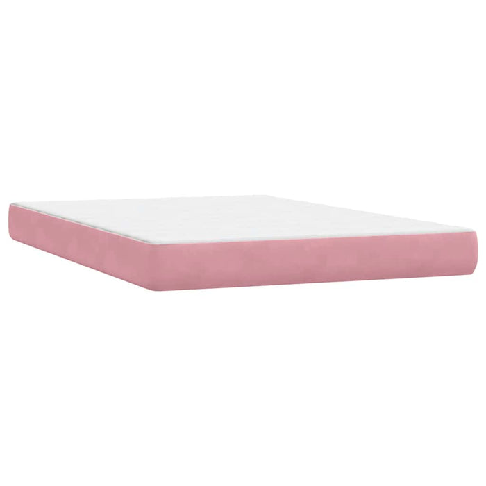 Pat box spring cu saltea, roz, 160x210 cm, catifea WALTI