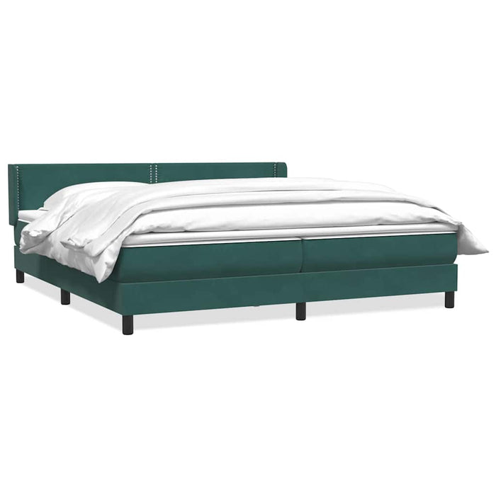 Pat box spring cu saltea, verde închis, 180x210 cm, catifea WALTI