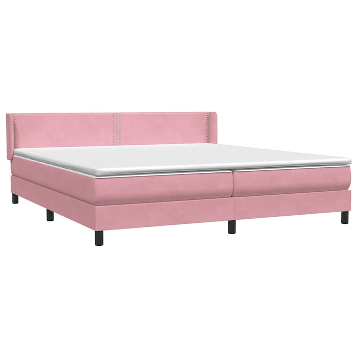 Pat box spring cu saltea, roz, 180x210 cm, catifea WALTI