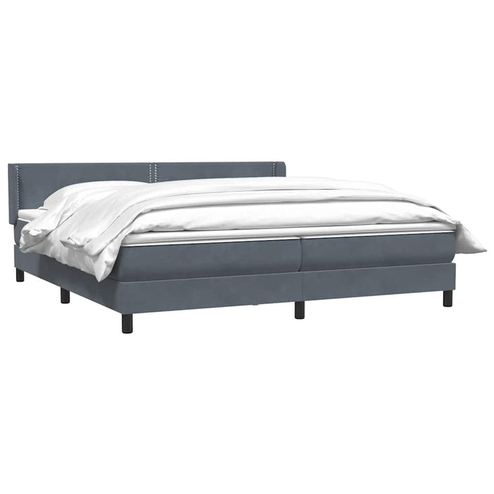 Pat box spring cu saltea, gri închis, 200x210 cm, catifea WALTI