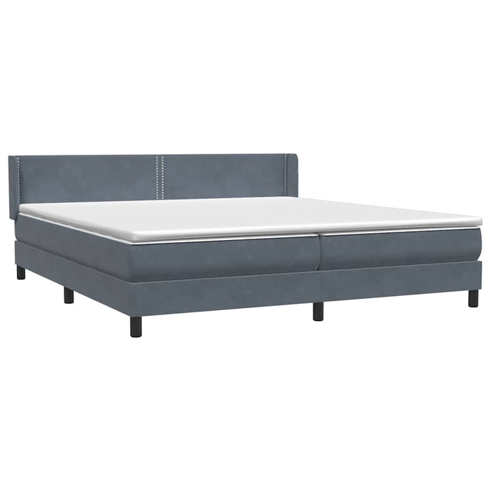 Pat box spring cu saltea, gri închis, 200x210 cm, catifea WALTI