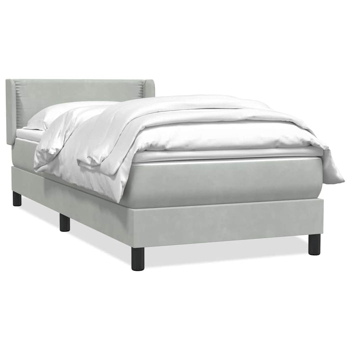 Pat box spring cu saltea, gri deschis, 80x220 cm, catifea - WALTI WALTI
