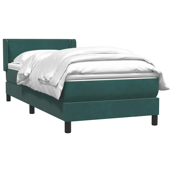 Pat box spring cu saltea, verde închis, 80x220 cm, catifea - WALTI WALTI