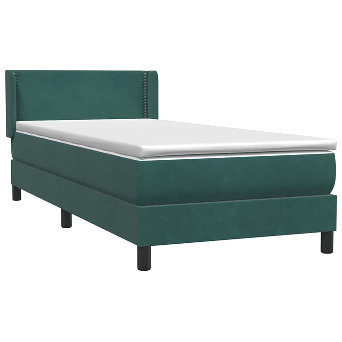 Pat box spring cu saltea, verde închis, 80x220 cm, catifea - WALTI WALTI