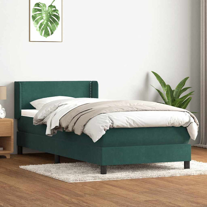 Pat box spring cu saltea, verde închis, 80x220 cm, catifea - WALTI WALTI