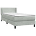 Pat box spring cu saltea, gri deschis, 90x220 cm, catifea - WALTI WALTI