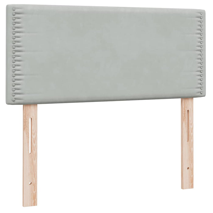 Pat box spring cu saltea, gri deschis, 100x220 cm, catifea WALTI