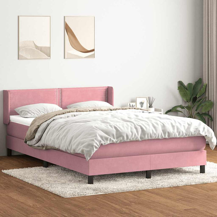 Pat box spring cu saltea, roz, 160x220 cm, catifea - WALTI WALTI