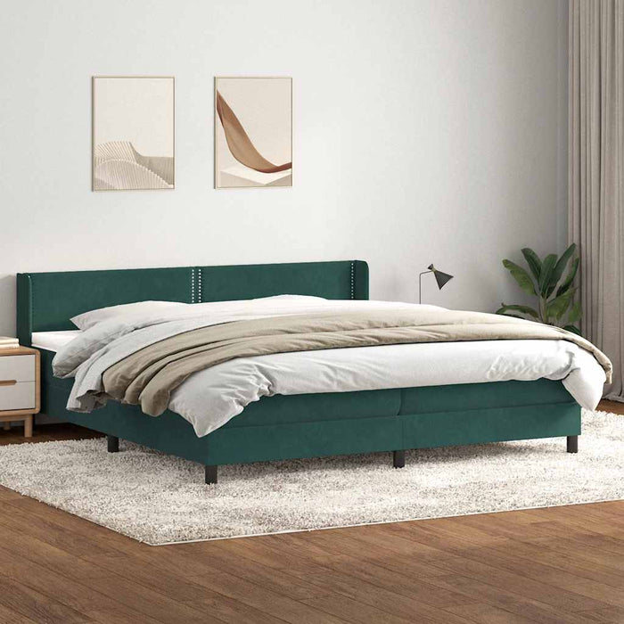 Pat box spring cu saltea, verde închis, 180x220 cm, catifea - WALTI WALTI
