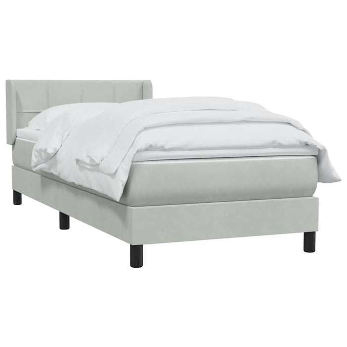 Pat box spring cu saltea, gri deschis, 80x210 cm, catifea - WALTI WALTI
