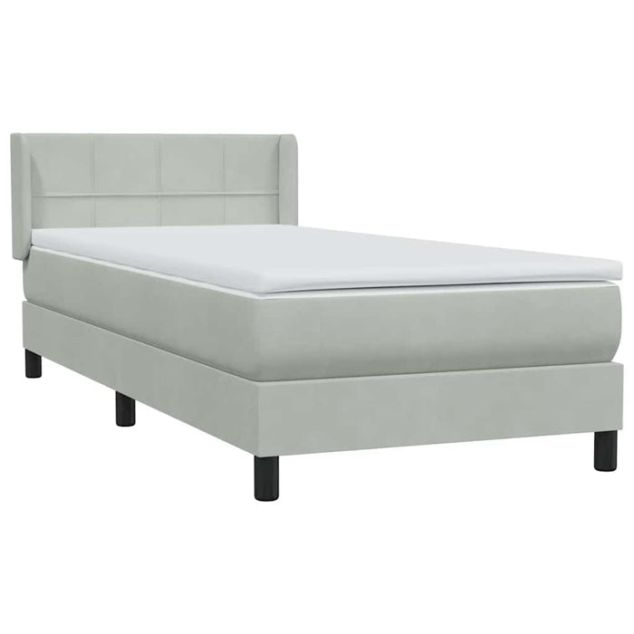Pat box spring cu saltea, gri deschis, 80x210 cm, catifea - WALTI WALTI