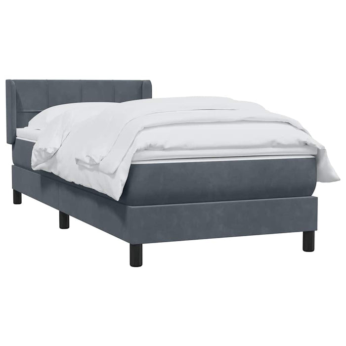 Pat box spring cu saltea, gri închis, 80x210 cm, catifea - WALTI WALTI