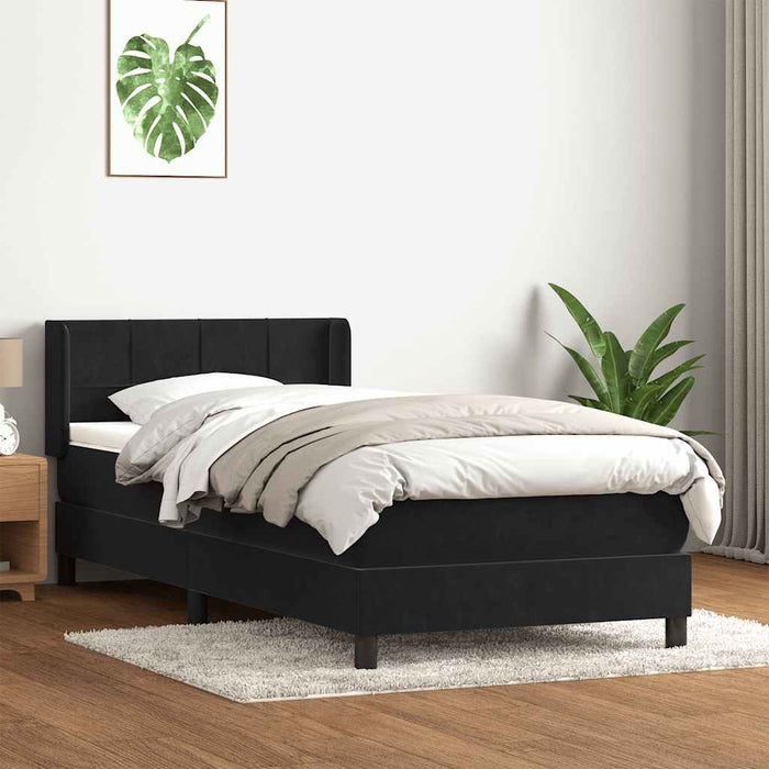 Pat box spring cu saltea, negru, 90x210 cm, catifea - WALTI WALTI