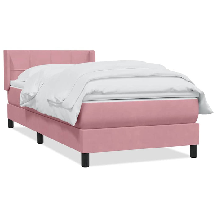 Pat box spring cu saltea, roz, 100x210 cm, catifea WALTI