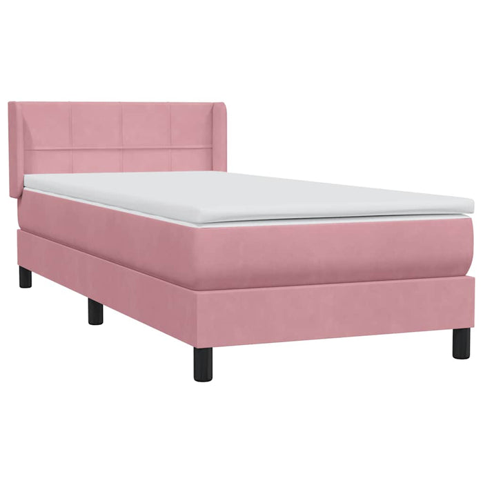 Pat box spring cu saltea, roz, 100x210 cm, catifea WALTI