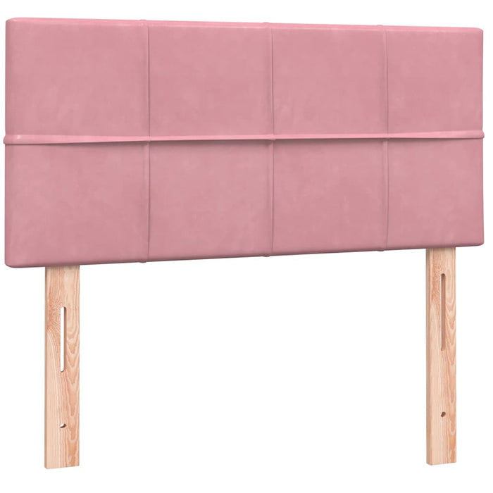 Pat box spring cu saltea, roz, 100x210 cm, catifea WALTI