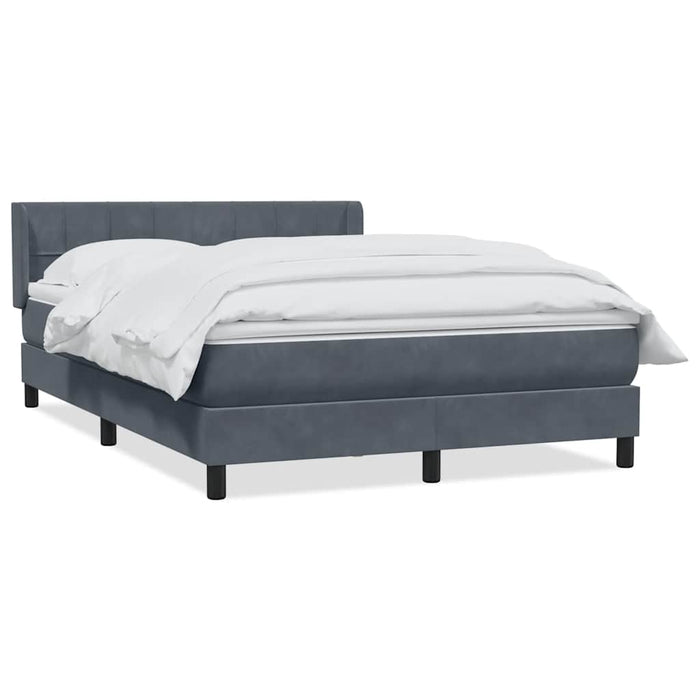Pat box spring cu saltea, gri închis, 140x210 cm, catifea WALTI