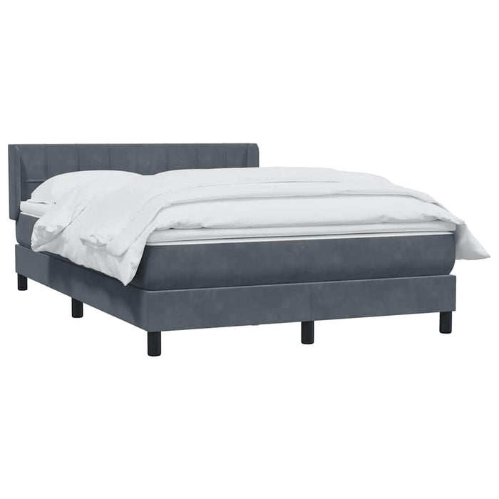 Pat box spring cu saltea, gri închis, 140x210 cm, catifea WALTI