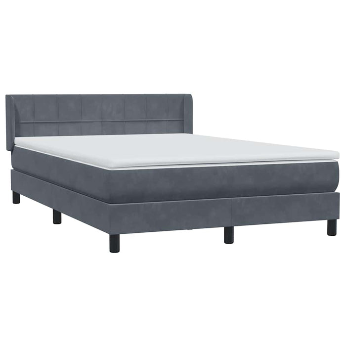 Pat box spring cu saltea, gri închis, 140x210 cm, catifea WALTI