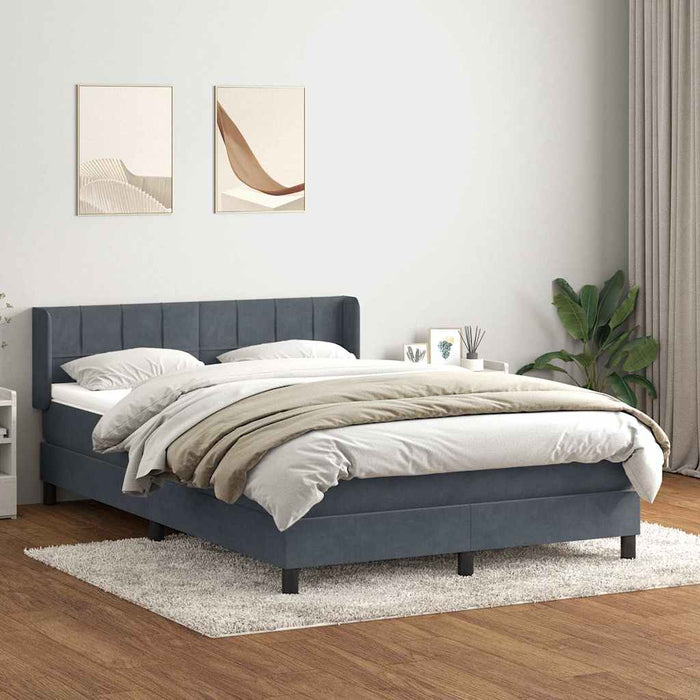 Pat box spring cu saltea, gri închis, 140x210 cm, catifea WALTI