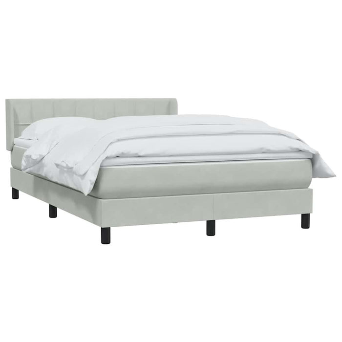 Pat box spring cu saltea, gri deschis, 160x210 cm, catifea - WALTI WALTI
