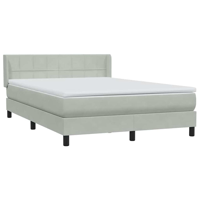 Pat box spring cu saltea, gri deschis, 160x210 cm, catifea - WALTI WALTI
