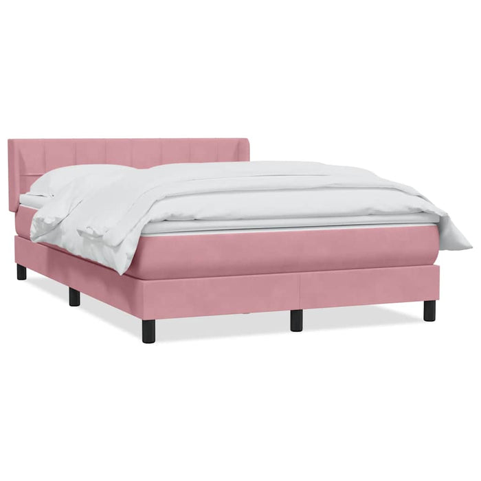 Pat box spring cu saltea, roz, 160x210 cm, catifea WALTI
