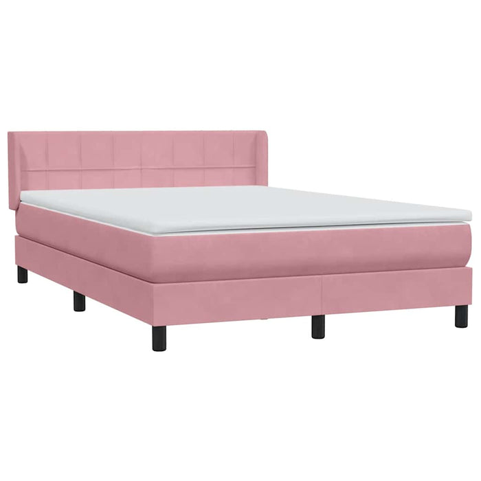 Pat box spring cu saltea, roz, 160x210 cm, catifea WALTI