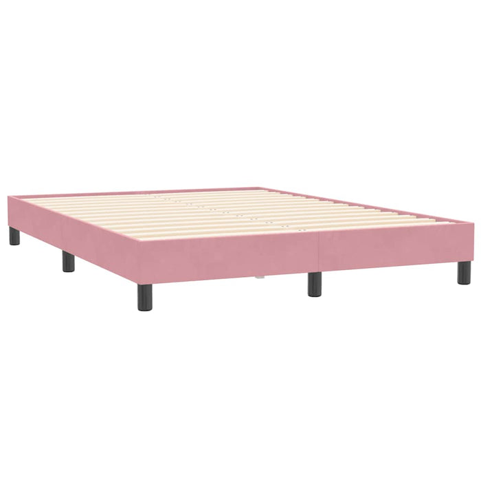 Pat box spring cu saltea, roz, 160x210 cm, catifea WALTI