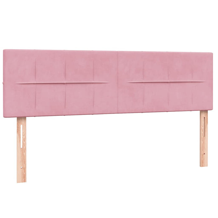 Pat box spring cu saltea, roz, 160x210 cm, catifea WALTI