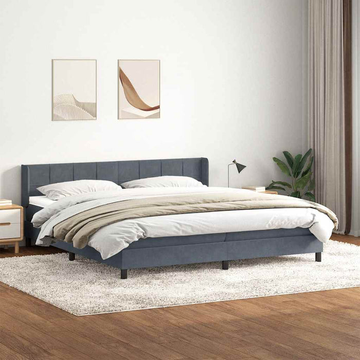 Pat box spring cu saltea, gri închis, 180x210 cm, catifea - WALTI WALTI