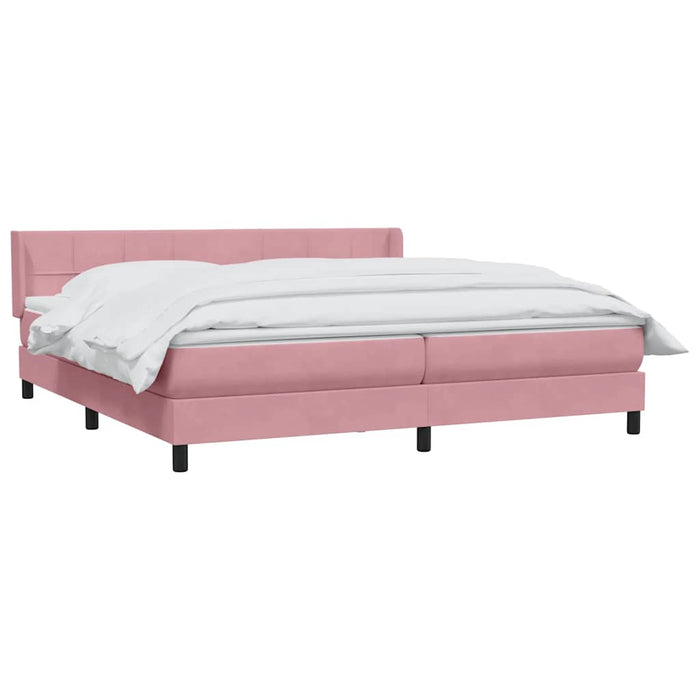 Pat box spring cu saltea, roz, 180x210 cm, catifea - WALTI WALTI