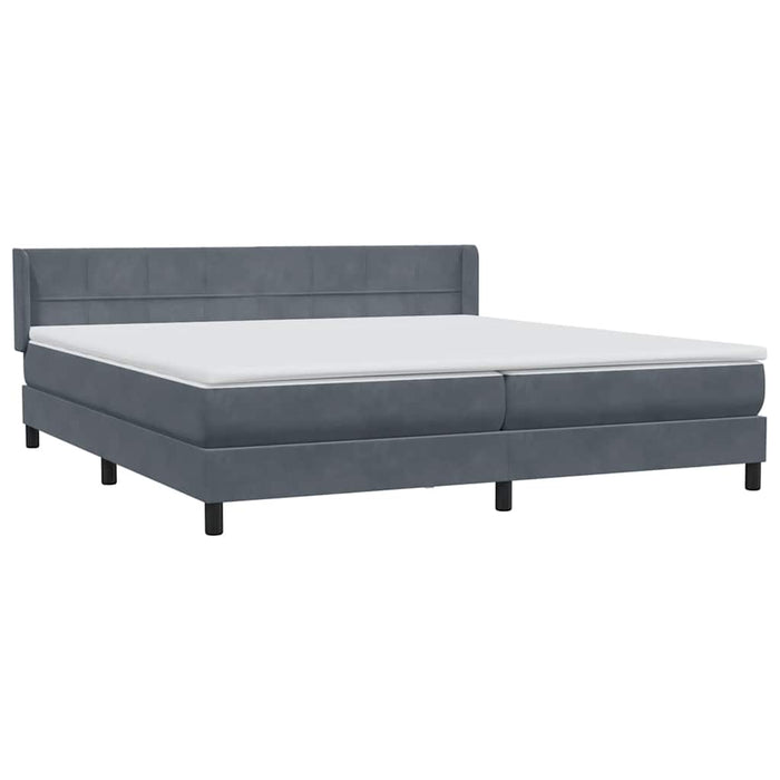 Pat box spring cu saltea, gri închis, 200x210 cm, catifea WALTI