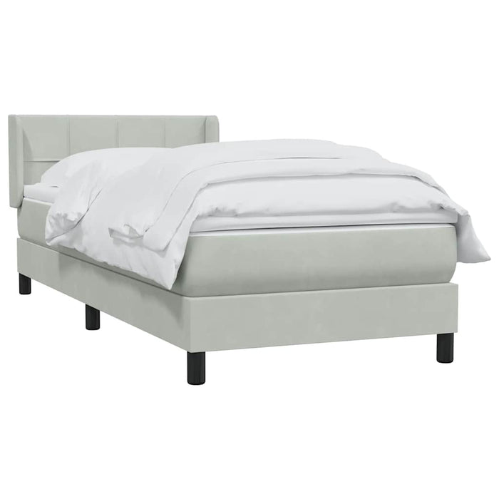 Pat box spring cu saltea, gri deschis, 80x220 cm, catifea - WALTI WALTI
